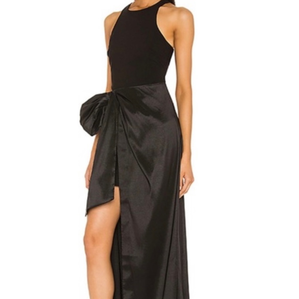 Likely Black High-Low Gown with Bow